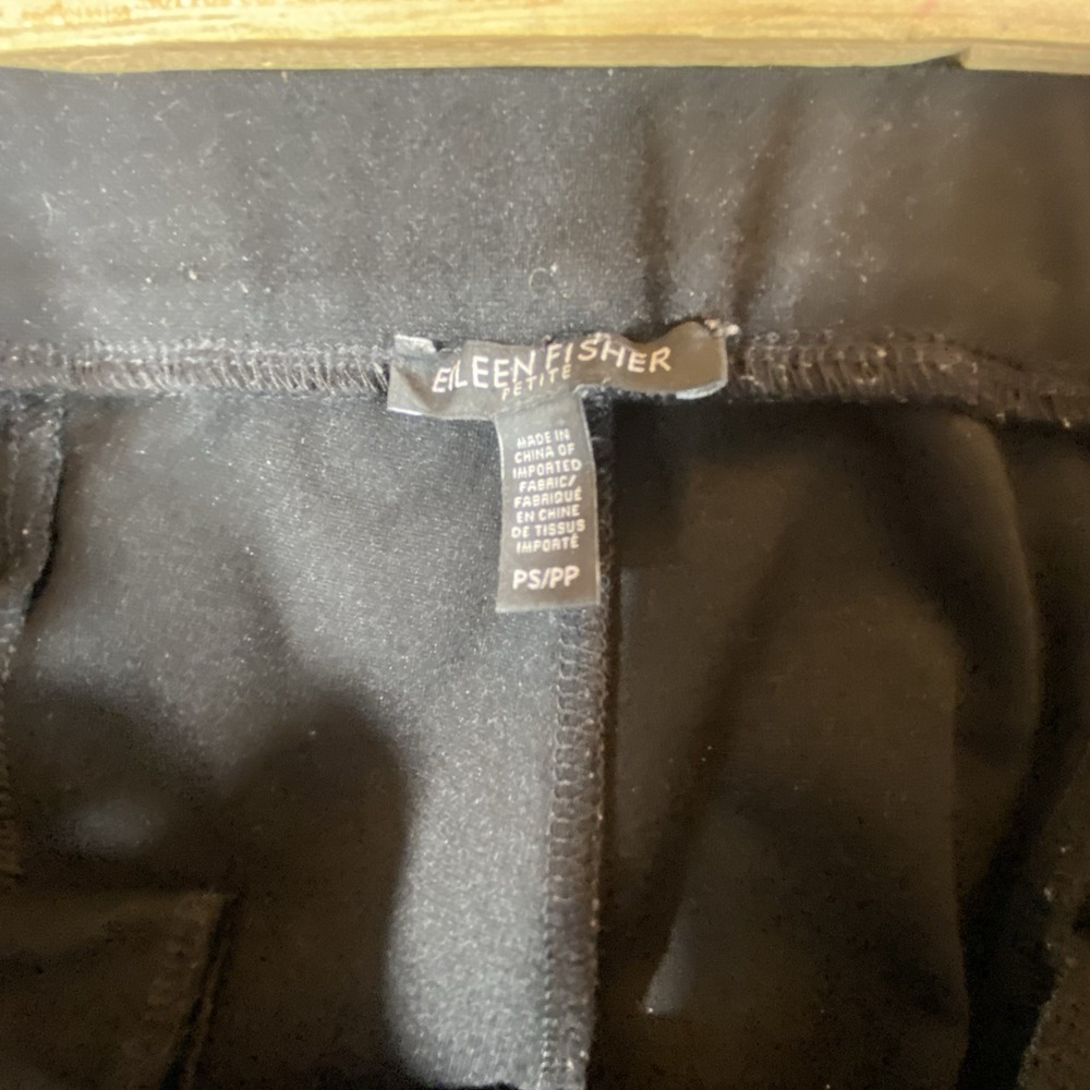 Eileen Fisher Black Stretch Slim Pants Small Petite Zip Hem Rayon Blend Pull-On - Picture 6 of 11